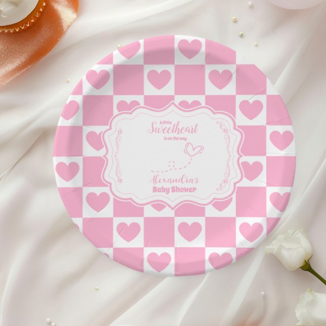Pink Sweetheart Valentine's Day Baby Shower Paper Plate (Creator Uploaded)
