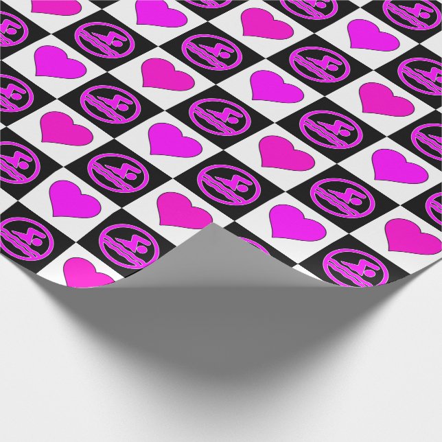 Pink Swimmers and Hearts Swimming and Diving Swim Wrapping Paper (Corner)