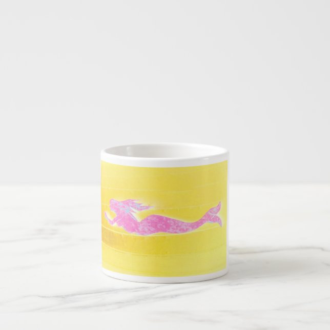 pink swimming mermaid espresso cup (Front)