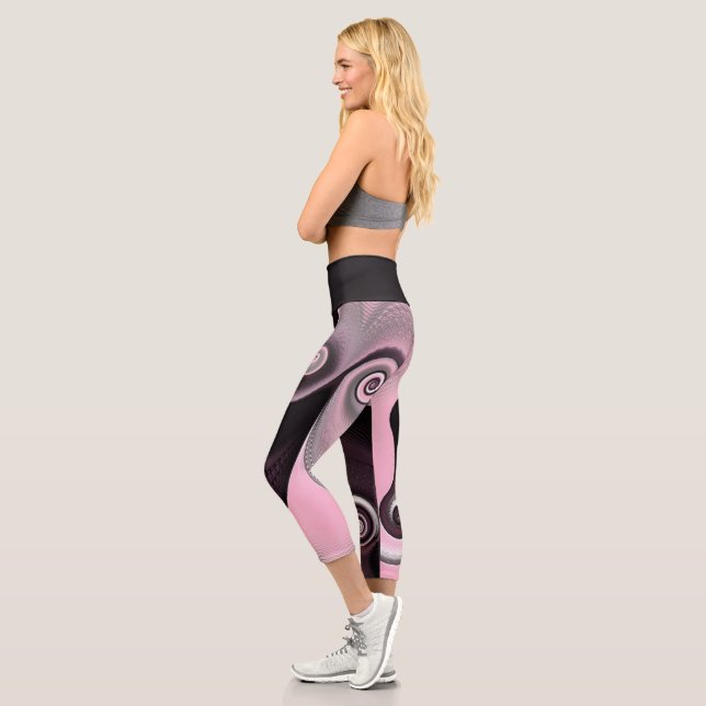 Pink Swirl 45 Capri Leggings (Left)