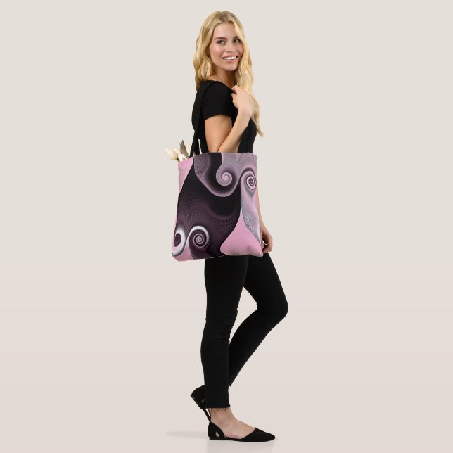 Pink Swirl 45 Tote Bag (On Model)