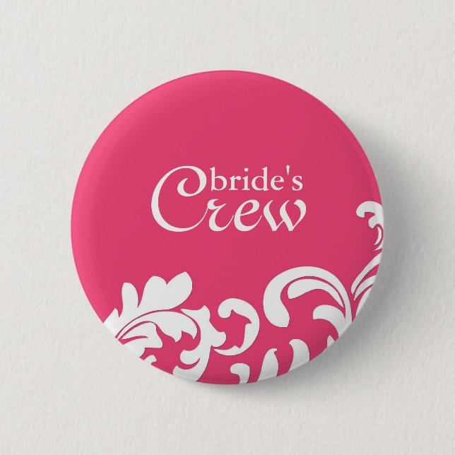 PInk Swirl Bride's Crew Button (Front)