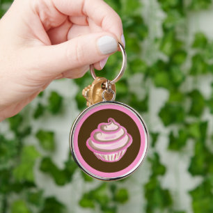 Pink Swirl Cupcake Keychain