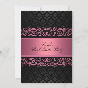 Pink Swirl Damask   Bachelorette Party Invitation