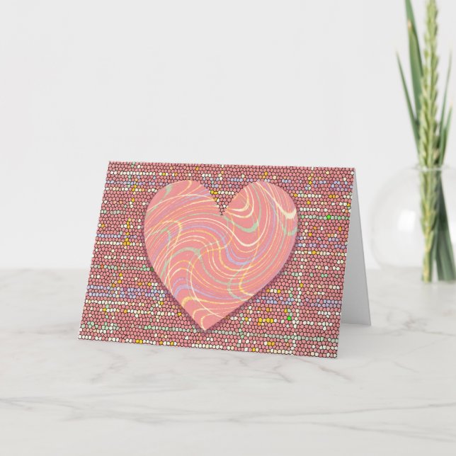 Pink Swirl Heart Art Valentine's Day Card (Front)