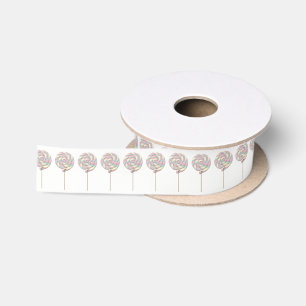 Pink Swirl Lollipop Ribbon - 1.5'' Satin Ribbon
