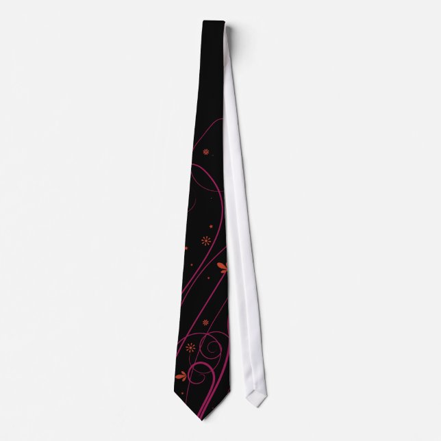Pink Swirl & Orange Accents Tie (Front)