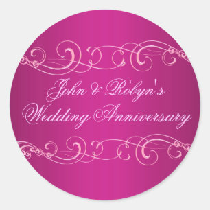 Pink Swirl Wedding Anniversary Envelope Sticker