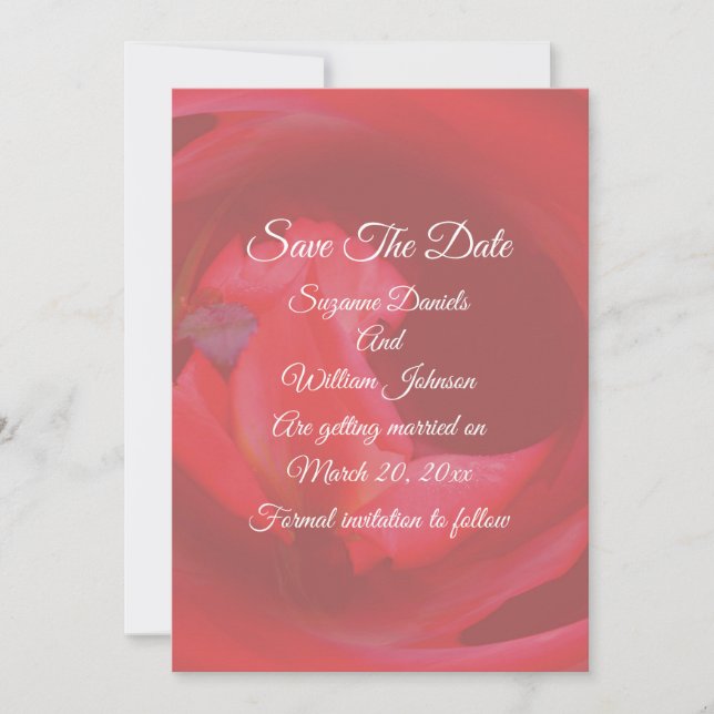 Pink Swirling Rose Flower Wedding  Save The Date (Front)