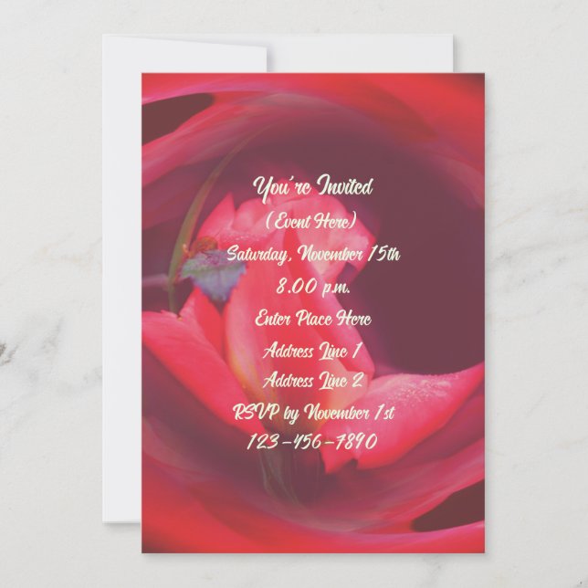 Pink Swirling Rosebud Floral Art Party Invitation (Front)