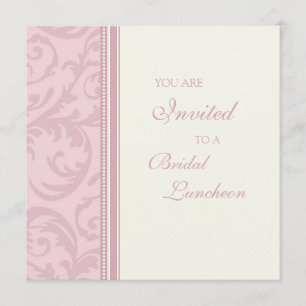 Pink Swirls Bridal Luncheon Invitation Cards