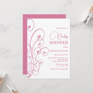 Pink Swirls & Flourishes Baby Shower Invitation