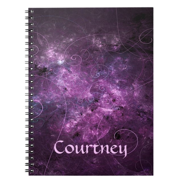 Pink Swirls Fractal Spiral Bound Notebook (Front)