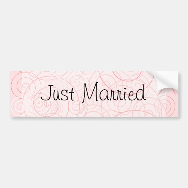 Pink Swirls Just Married Bumper Sticker (Front)