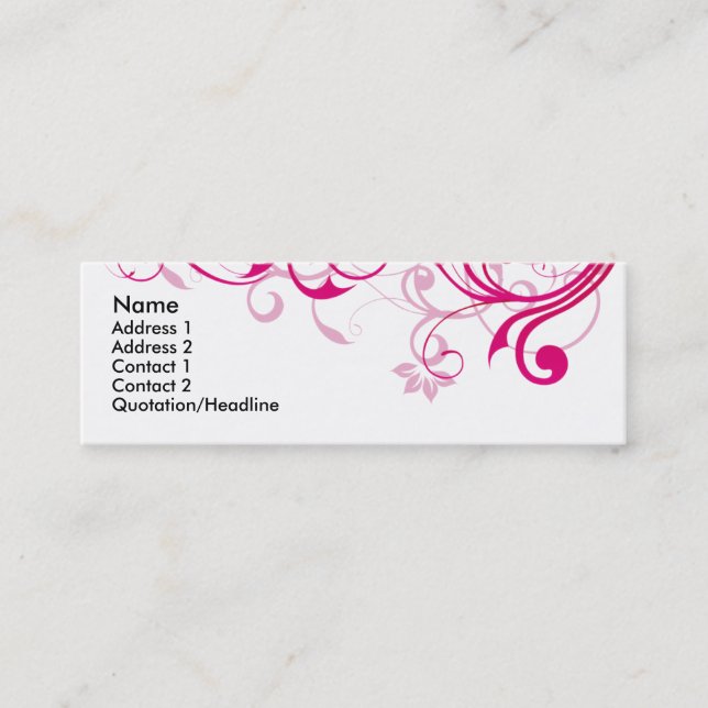 Pink Swirls Mini Business Card (Front)