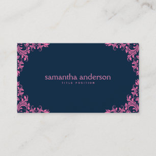 Pink Swirls Over Dark Blue Background Business Card