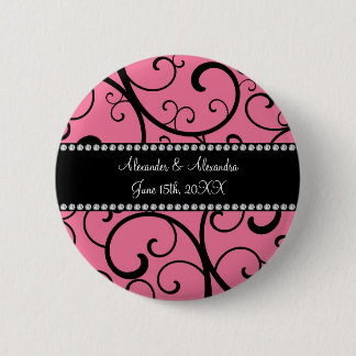 pink swirls wedding favours 6 cm round badge