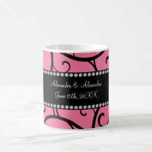 pink swirls wedding favours coffee mug