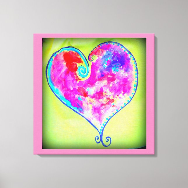 pink swirly heart canvas print (Front)