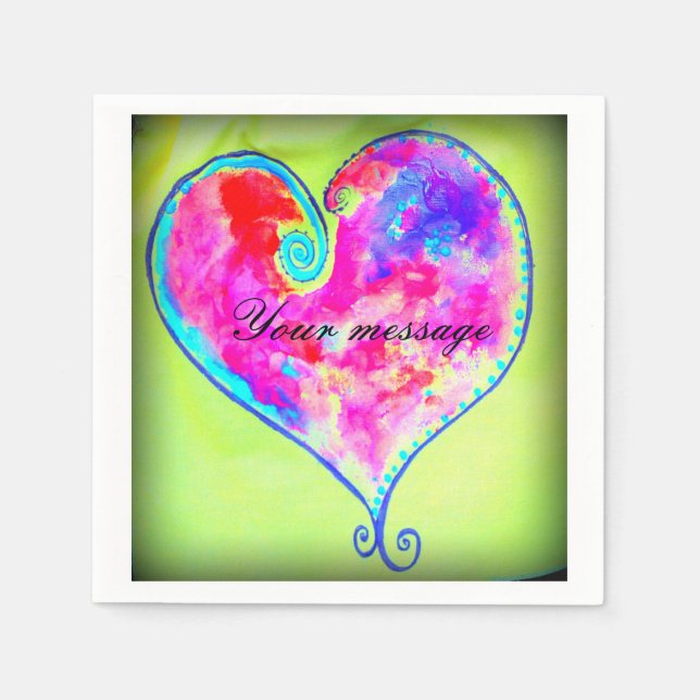 pink swirly heart green napkin (Front)