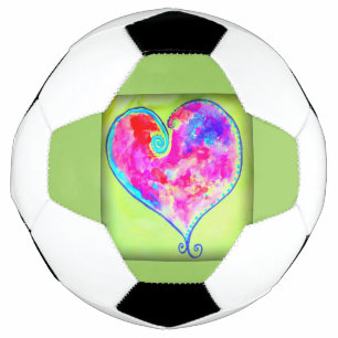 pink swirly heart soccer ball