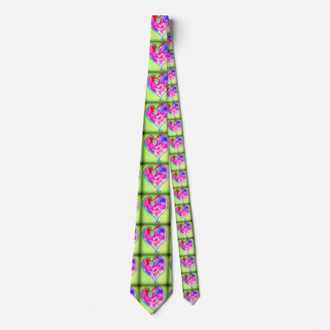pink swirly hearts green tie (Front)