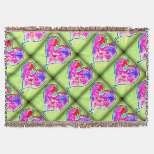 pink swirly hearts throw blanket (Front)