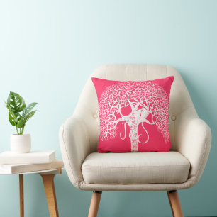 Pink Swirly Tree Love Bird Choose Any Colour Pillo Cushion