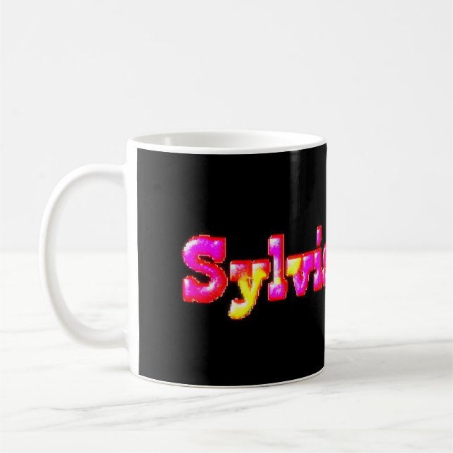 Pink Sylvia Name Coffee Mug (Left)