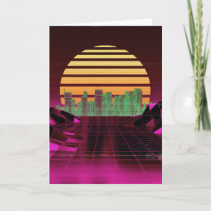 Pink Synthwave Greetings Card