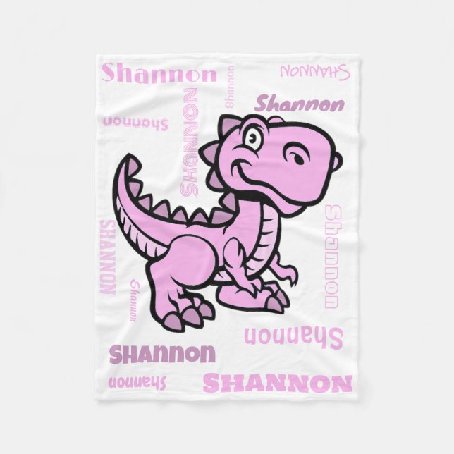 Pink T Rex Dinosaur Fleece Blanket (Front)