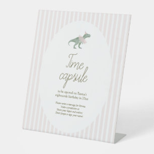 Pink T Rex Tutu Girl Birthday Time Capsule Sign