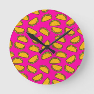pink tacos round clock