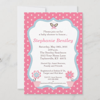 Pink Taffy Butterfly 5x7 Invitation