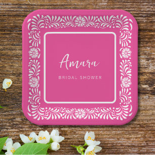 PINK TALAVERA BRIDAL SHOWER PAPER PLATE