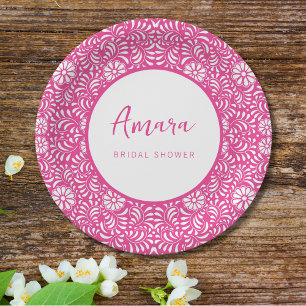 PINK TALAVERA BRIDAL SHOWER PAPER PLATE