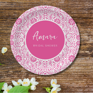 PINK TALAVERA BRIDAL SHOWER PAPER PLATE