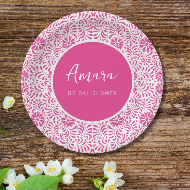 PINK TALAVERA BRIDAL SHOWER PAPER PLATE (Creator Uploaded)