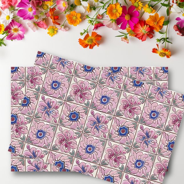 Pink Talavera Spanish Mexican Tiles  Tissue Paper (Creator Uploaded)
