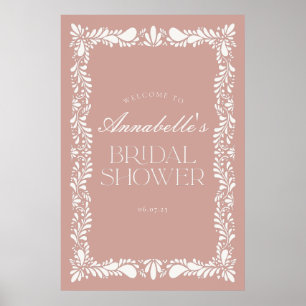 Pink Talavera Tile Fiesta Bridal Shower Welcome Poster