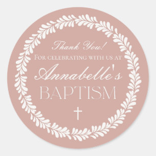 Pink Talavera Tile Spanish Fiesta Baptism Favour Classic Round Sticker