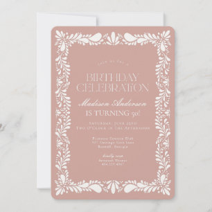 Pink Talavera Tile Spanish Fiesta Birthday Party Invitation