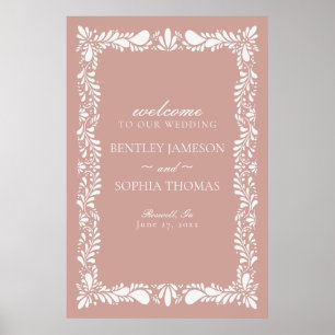 Pink Talavera Tile Spanish Fiesta Wedding Welcome Poster