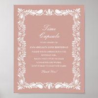 Pink Talavera Tile Time Capsule Baby Birthday Game