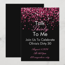 Pink Talk 30 To Me Birthday Invitation