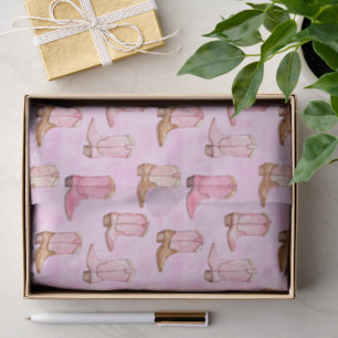 Pink Tan Cowgirl Boots Birthday Tissue Paper