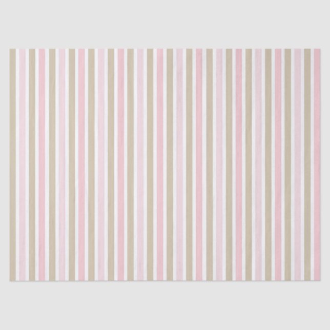 PINK TAN WHITE STRIPED PATTERN TISSUE PAPER (Front)