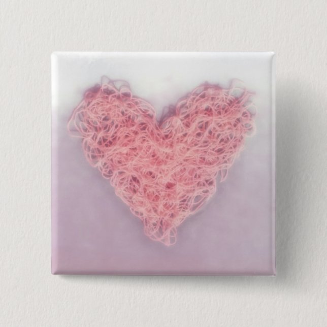 Pink Tangled Heart 15 Cm Square Badge (Front)