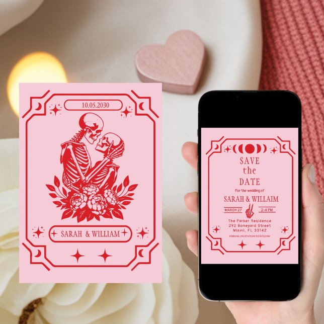 pink  tarot Goth save the date wedding Invitation (Creator Uploaded)