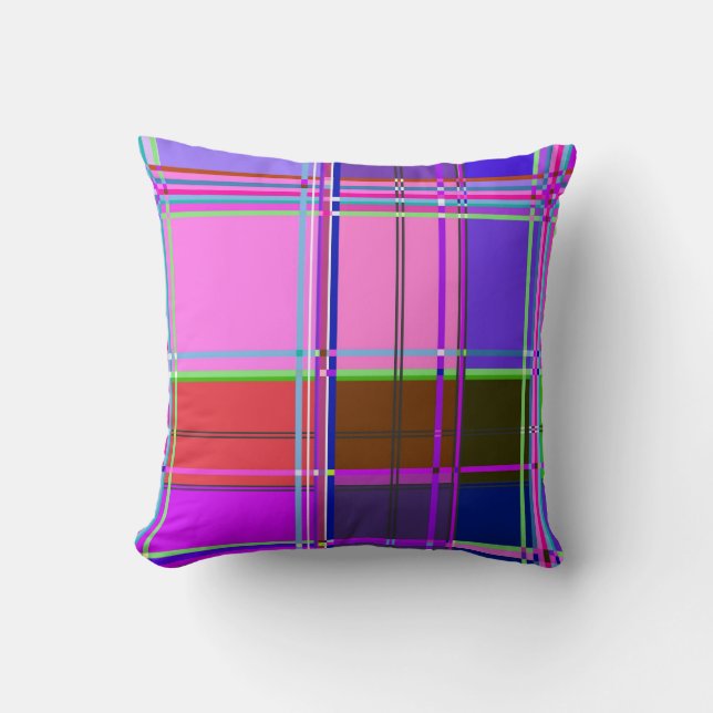 Pink tartan Fabric Pattern Cloth Madras Cushion (Front)